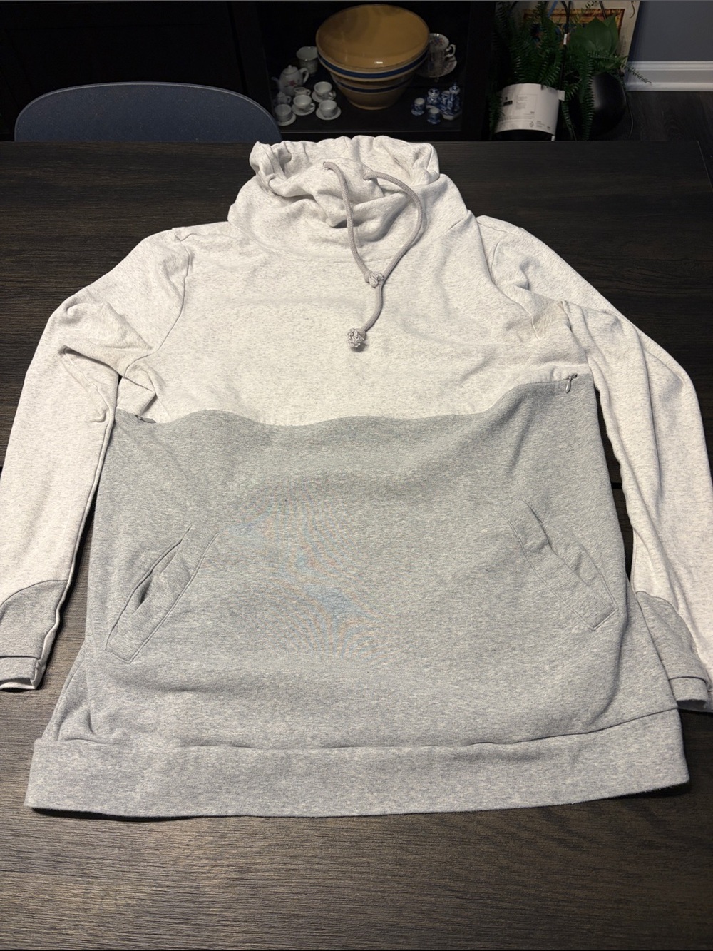 Nursing Queen Colorblock Cowl Neck Nursing Hoodie Pullover Top Size M Gray